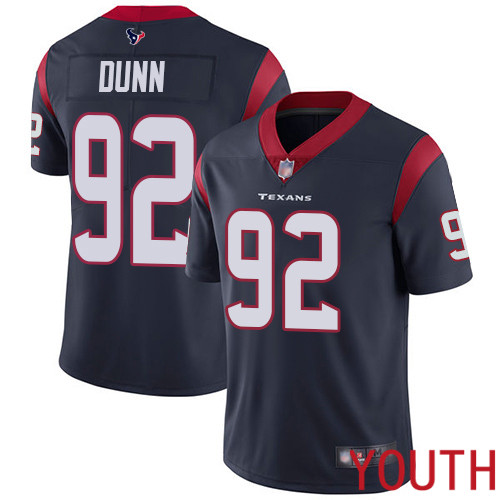 Houston Texans Limited Navy Blue Youth Brandon Dunn Home Jersey NFL Football #92 Vapor Untouchable